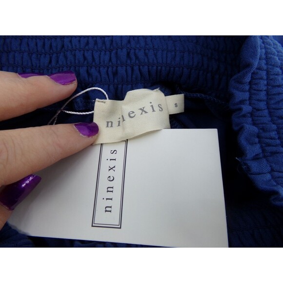 Ninexis Women's Blue Elastic Waist Banded Crop Flare Pants High waist Size SM - Picture 6 of 11